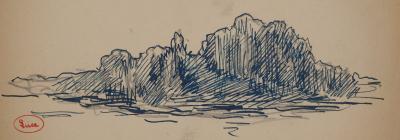 Maximilien LUCE : Falaises, Dessin original signé 2