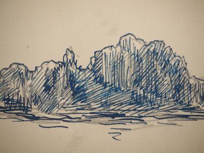 Maximilien LUCE : Falaises, Dessin original signé 2