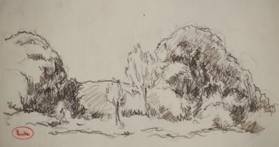 Maximilien LUCE : Paysage près de Rolleboise, Dessin original signé 2