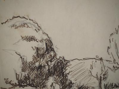 Maximilien LUCE : Paysage près de Rolleboise, Dessin original signé 2