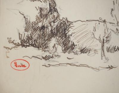 Maximilien LUCE : Paysage près de Rolleboise, Dessin original signé 2