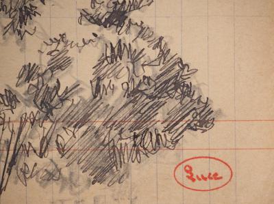 Maximilien LUCE : Le bosquet, Dessin original signé 2