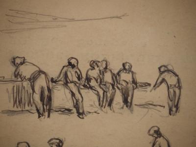 Maximilien LUCE : Balade sur le pont, Dessin original signé 2