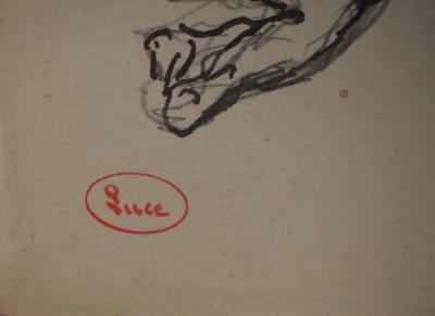 Maximilien LUCE : La pause, Dessin original signé 2
