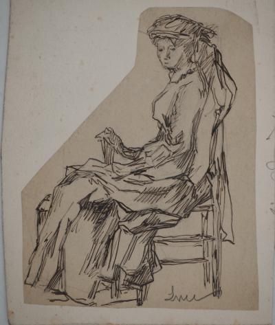 Maximilien LUCE : Femme élégante, Dessin original signé 2
