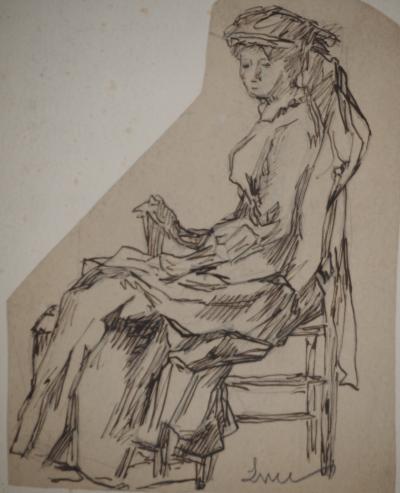 Maximilien LUCE : Femme élégante, Dessin original signé 2