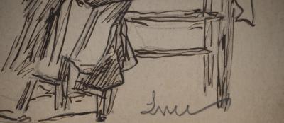 Maximilien LUCE : Femme élégante, Dessin original signé 2