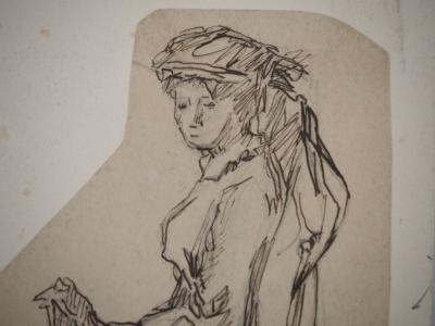 Maximilien LUCE : Femme élégante, Dessin original signé 2