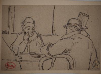 Maximilien LUCE : Scène de bistrot, Dessin original signé 2