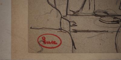 Maximilien LUCE : Scène de bistrot, Dessin original signé 2