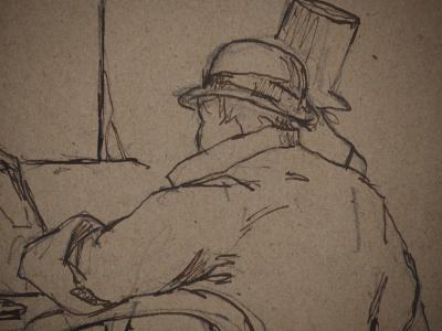 Maximilien LUCE : Scène de bistrot, Dessin original signé 2