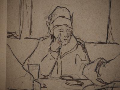 Maximilien LUCE : Scène de bistrot, Dessin original signé 2