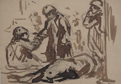 Maximilien LUCE : Les poilus, Dessin original signé 2