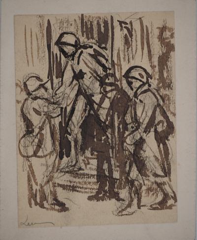 Maximilien LUCE : Dans les tranchées, Dessin original signé 2