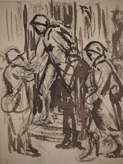 Maximilien LUCE : Dans les tranchées, Dessin original signé 2