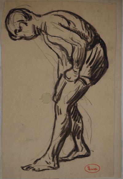 Maximilien LUCE : Préparation pour la baignade, Dessin original signé 2
