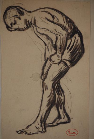 Maximilien LUCE : Préparation pour la baignade, Dessin original signé 2