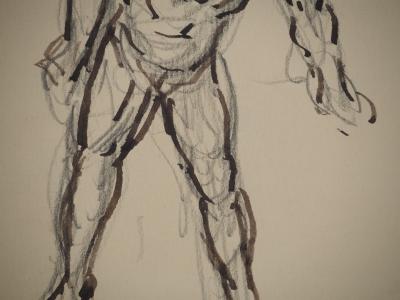 Maximilien LUCE : Le curieux, Dessin original signé 2