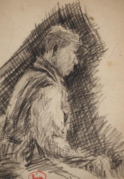 Maximilien LUCE : L'ouvrier à la casquette, Dessin original signé 2