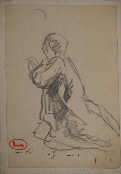 Maximilien LUCE : La prière, Dessin original signé 2
