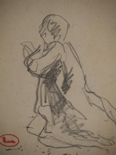 Maximilien LUCE : La prière, Dessin original signé 2
