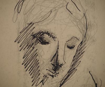 Maximilien LUCE : Etude pour visage féminin, Dessin original signé 2