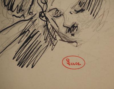 Maximilien LUCE : Trois études visage, Dessin original signé 2