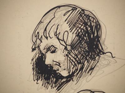 Maximilien LUCE : Trois études visage, Dessin original signé 2