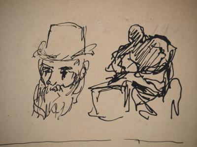Maximilien LUCE : Etudes de scènes domestiques, Dessin original signé 2