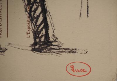 Maximilien LUCE : L'homme au bâton, Dessin original signé 2