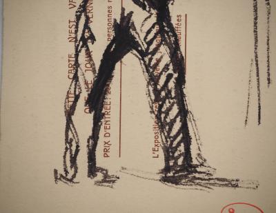 Maximilien LUCE : L'homme au bâton, Dessin original signé 2