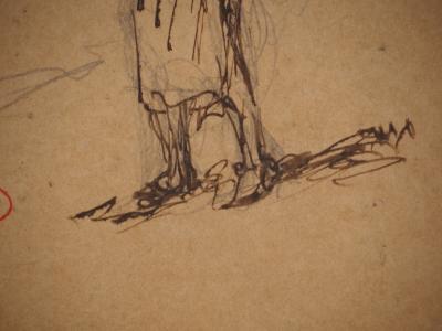 Maximilien LUCE : Femme au baluchon, Dessin original signé 2