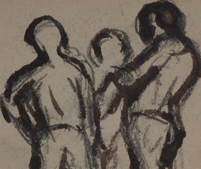 Maximilien LUCE : Les trois amis, Dessin original signé 2