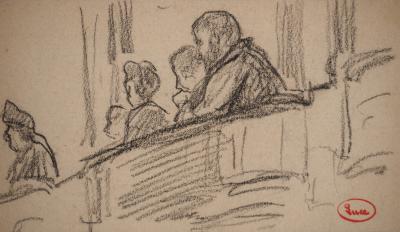 Maximilien LUCE : Le balcon de l’opéra, Dessin original signé 2