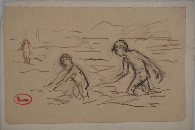 Maximilien LUCE : Journée à la mer, Dessin original signé 2