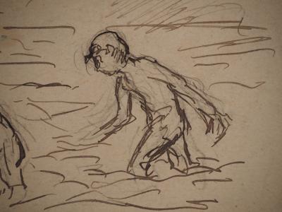 Maximilien LUCE : Journée à la mer, Dessin original signé 2