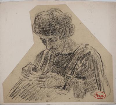 Maximilien LUCE : La couturière, Dessin original signé 2