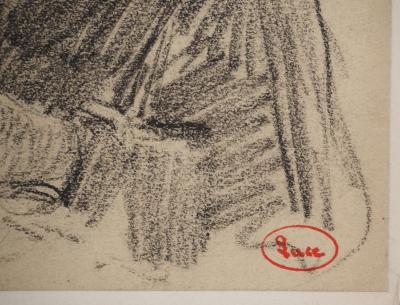 Maximilien LUCE : La couturière, Dessin original signé 2