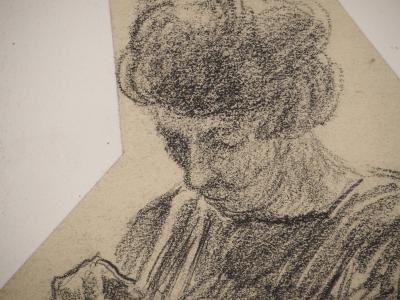 Maximilien LUCE : La couturière, Dessin original signé 2