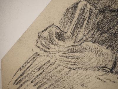 Maximilien LUCE : La couturière, Dessin original signé 2