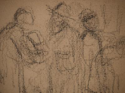 Maximilien LUCE : Le marché, Dessin original signé 2