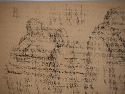 Maximilien LUCE : Le marché, Dessin original signé 2