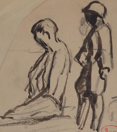Maximilien LUCE : Les ouvriers, Dessin original signé 2