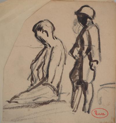 Maximilien LUCE : Les ouvriers, Dessin original signé 2