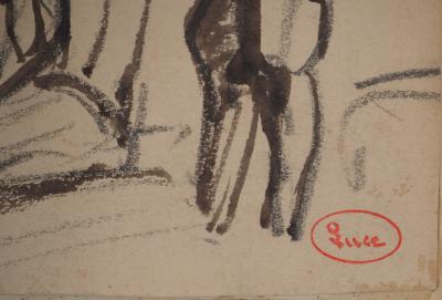 Maximilien LUCE : Les ouvriers, Dessin original signé 2