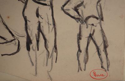 Maximilien LUCE : Silhouettes vues de dos, Dessin original signé 2
