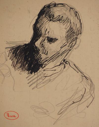 Maximilien LUCE : Portrait de jeune homme, Dessin original signé 2