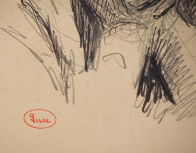 Maximilien LUCE : Lecture nocturne, Dessin original signé 2