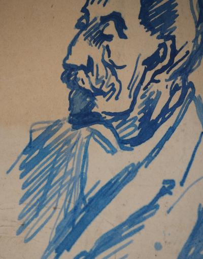 Maximilien LUCE : Portrait à la moustache, Dessin original signé 2