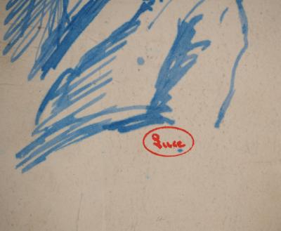 Maximilien LUCE : Portrait à la moustache, Dessin original signé 2